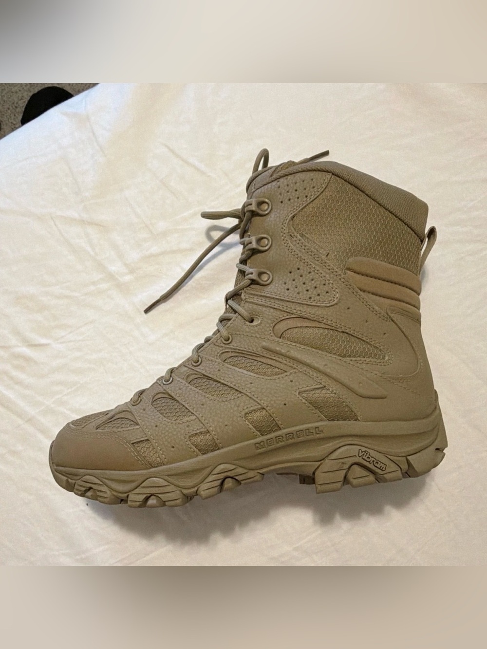 Merrell Men's Moab Tactical Waterproof 8” Boot - Coyote Brown 9 Wide